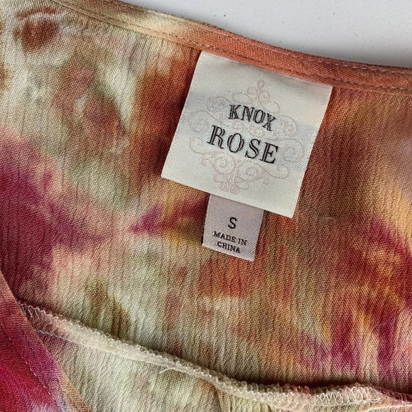 Hand Dyed Knox Rose Long Sleeve Peasant Top Small Tie Dye Pink Orange Flowy - Picture 2 of 8